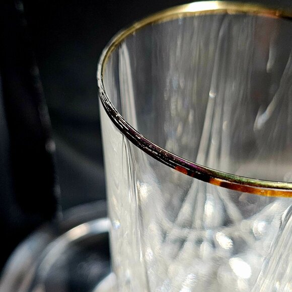 5 Mikasa Regal Court Gold Highball Glasses 5.5" luxury glassware 90s crystal vtg - Picture 7 of 12